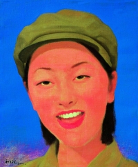 祁志龙  2001年作 戴军帽的少女