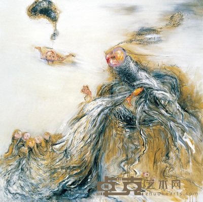 王荣植 2008年作 猫姑娘NO.3 150×150cm