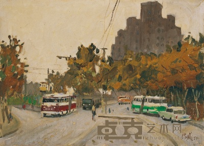王德威 1973年作 上海街景 38×26cm