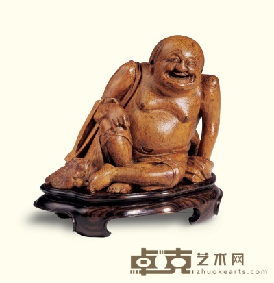 清十八/十九世纪 竹圆雕刘海戏金蟾摆件 高14cm