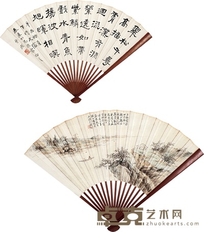 冯超然 曾熙 庚申(1920)、辛酉(1921) 载鹤 19×49cm