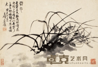 吴昌硕 癸巳（1893） 幽兰 镜心 27×38cm