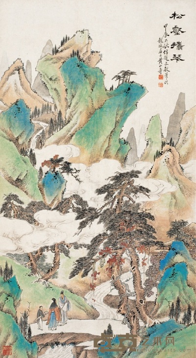 黄山寿 甲辰（1904） 松壑携琴 立轴 175×95cm