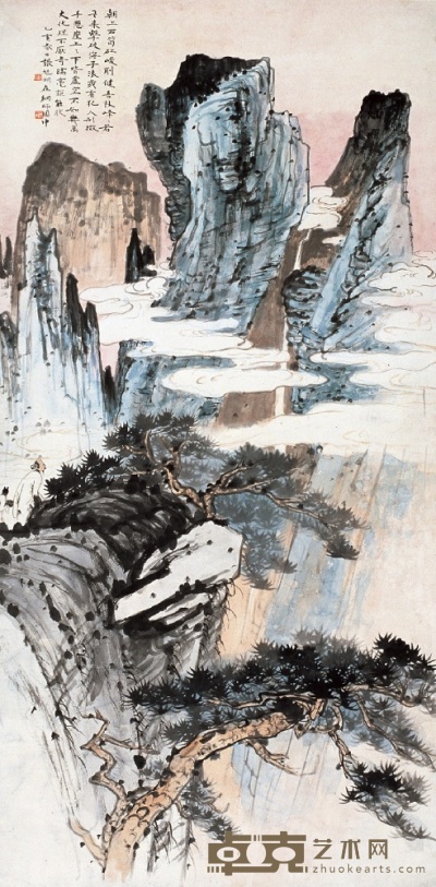 张旭明 乙亥（1935） 黄山日出 立轴 134×65cm