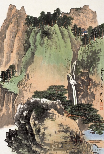 谢稚柳 己巳（1989） 林壑幽泉 立轴 69×46cm