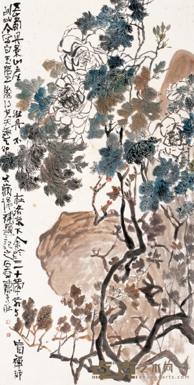 陈子庄 乙卯（1975） 白玉盘 立轴 132×67cm