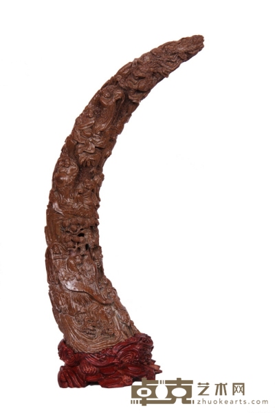 犀角雕十八罗汉摆件 长：52cm