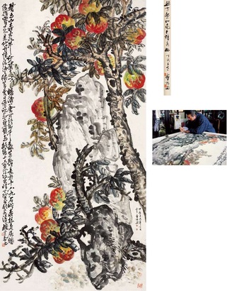 赵云壑 1927年作 仙桃巨幛 立轴