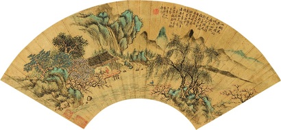 袁瑛 小栏花影午晴初 扇面
