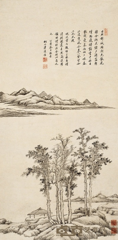 陆道淮 丁亥（1707）年作 溪山清远 立轴 77×37cm