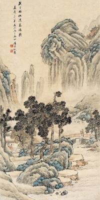 潘思牧 丙子（1826）年作 松溪高晤 立轴