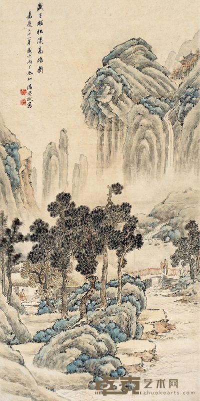 潘思牧 丙子（1826）年作 松溪高晤 立轴 112×56cm