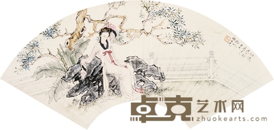 谢之光 空庭小憩 镜心