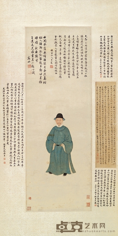 张灵 唐六如小像 立轴 90×32cm