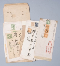 林崧先生旧藏邮政用品、邮资机戳封、军邮封套、军邮简、民国封、片等一批19件，