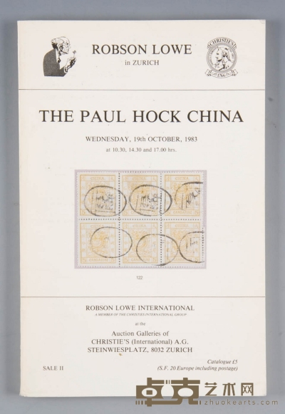 1983年罗伯森。劳中国邮票专拍目录一本，保存良好，内有大量珍贵资料。 