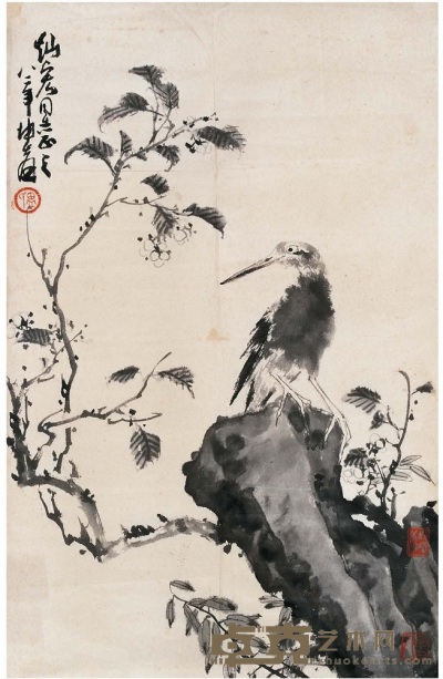 盧坤峰 山果棲鳥 69×44 cm