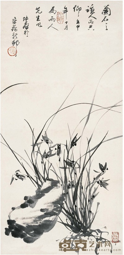 盧坤峰 蘭石圖 70×34 cm