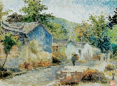 李咏森 1964年作 常熟兴福寺前街 22×30cm