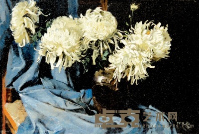 何孔德 1990年作  盛开的菊花 40×65cm