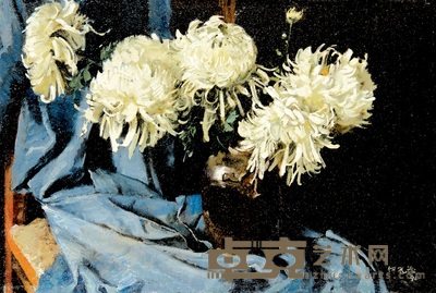 何孔德 1990年作 盛开的菊花 40×65cm