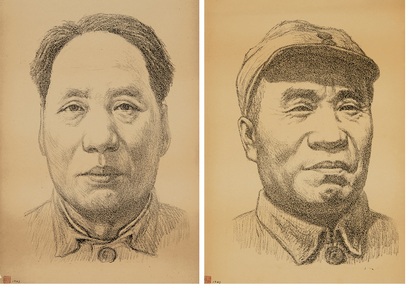 莫朴 1943年作 毛主席 朱总司令 （两件一组）