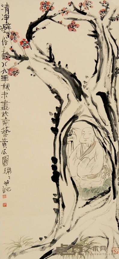 徐乐乐 1989年作 清净图 立轴 96×44cm