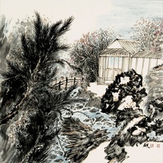 崔见 山水 镜心
