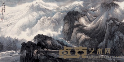 杨耀宁 灞桥风雪图 镜心 68×136cm