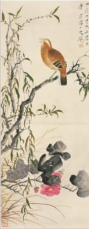 唐云 1947年作 花鸟 立轴