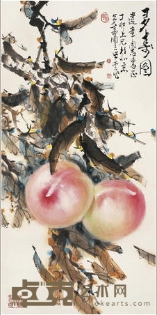 宋步云 1987年作 多寿图 立轴 135×67cm