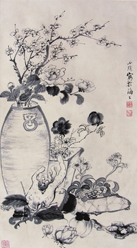 孔小瑜花卉立轴