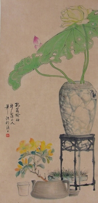 孔小瑜荷花立轴