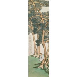 俞明 SCHOLAR IN THE PINE FOREST hanging scroll