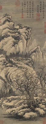 马琬 1342年作 苍山寒林 Hanging scroll