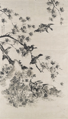 沈铨 1726年作 春花闹野 立轴