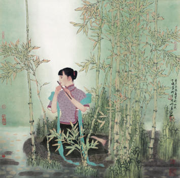 于文江(b.1963)仕女图