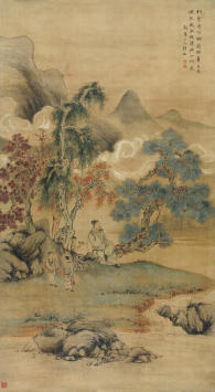 华喦(1682—1756)赏栢品兰图