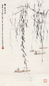 张文俊(b.1919)柳影渔舟