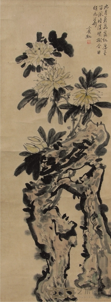 黄宾虹花卉立轴 67×35cm