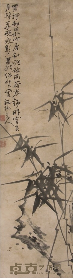 郑板桥竹石图立轴 123×30cm