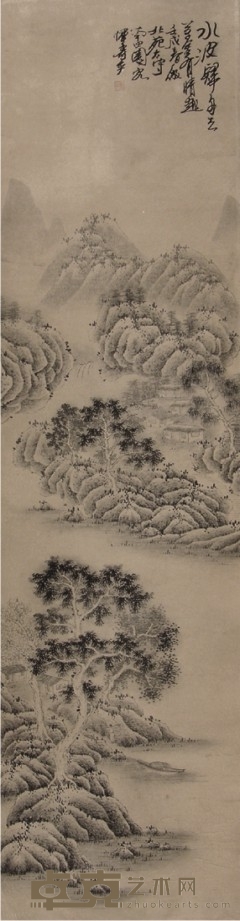 恽寿平山水立轴 134×44cm