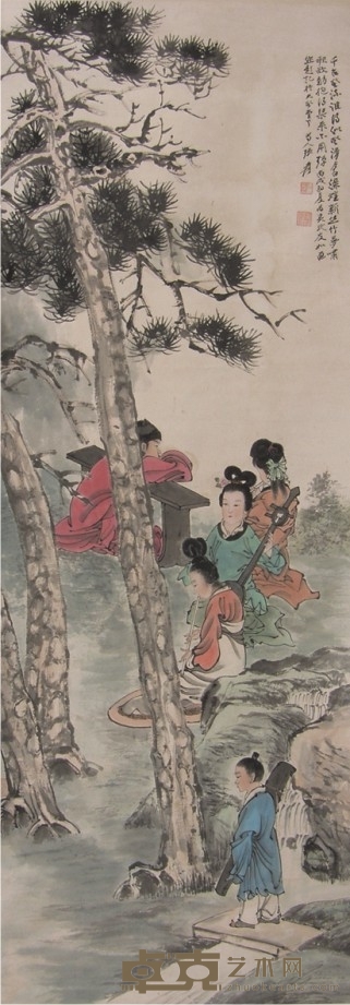 张大千 吴友如人物立轴 136×50cm