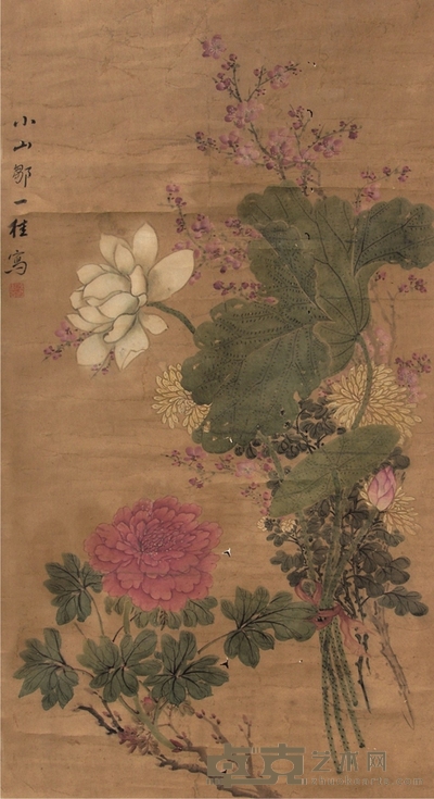 邹一桂花鸟立轴 96×52cm