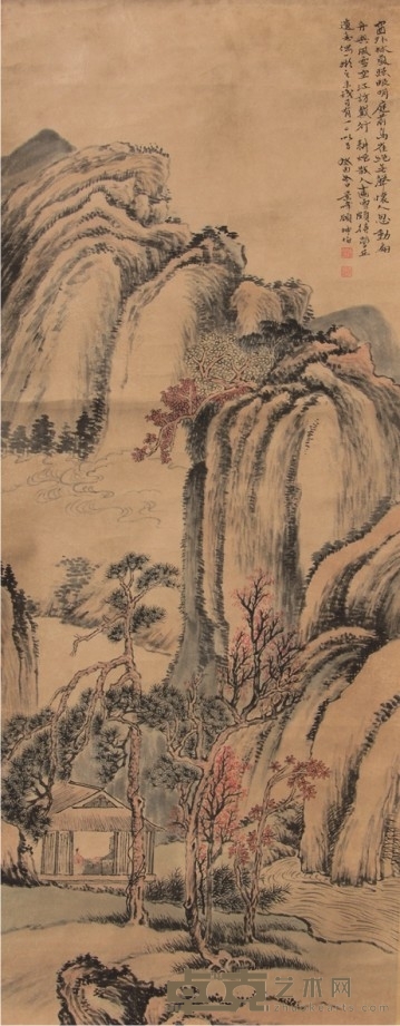 顾坤伯山水立轴 133×52cm