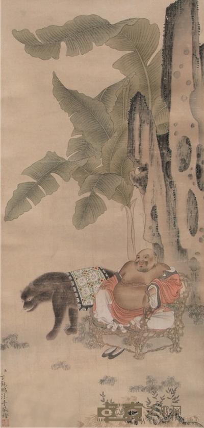 丁观鹏人物立轴 83×40cm