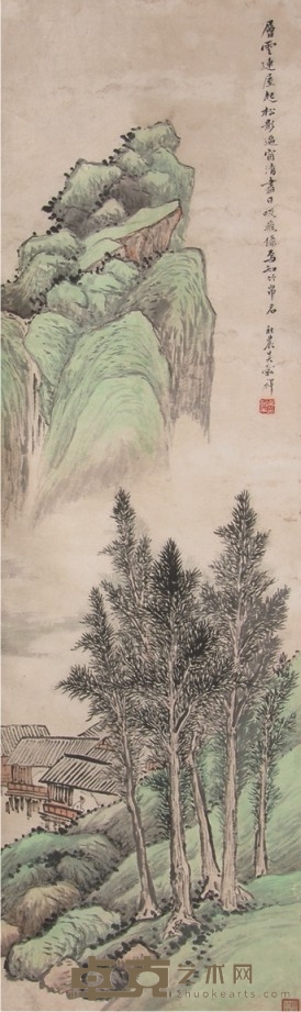 吴谷祥山水立轴 110×32cm