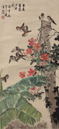 张辛稼花鸟立轴
