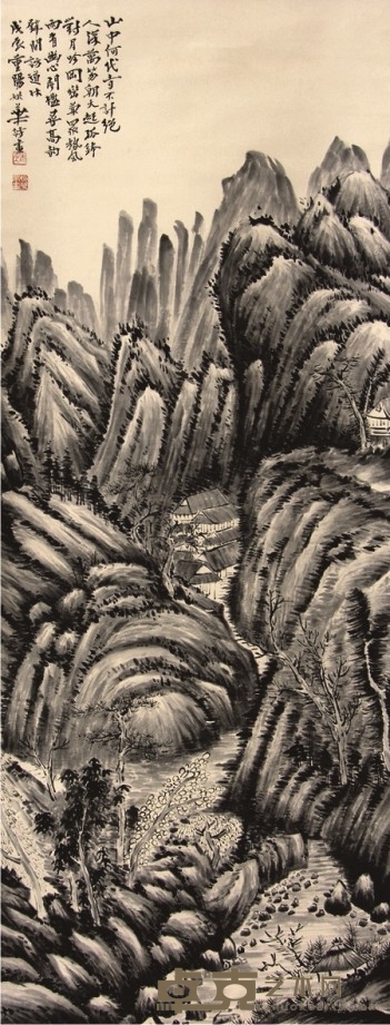 姚华山水立轴 127×49cm
