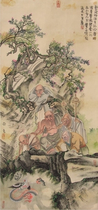 弘一绢本人物立轴